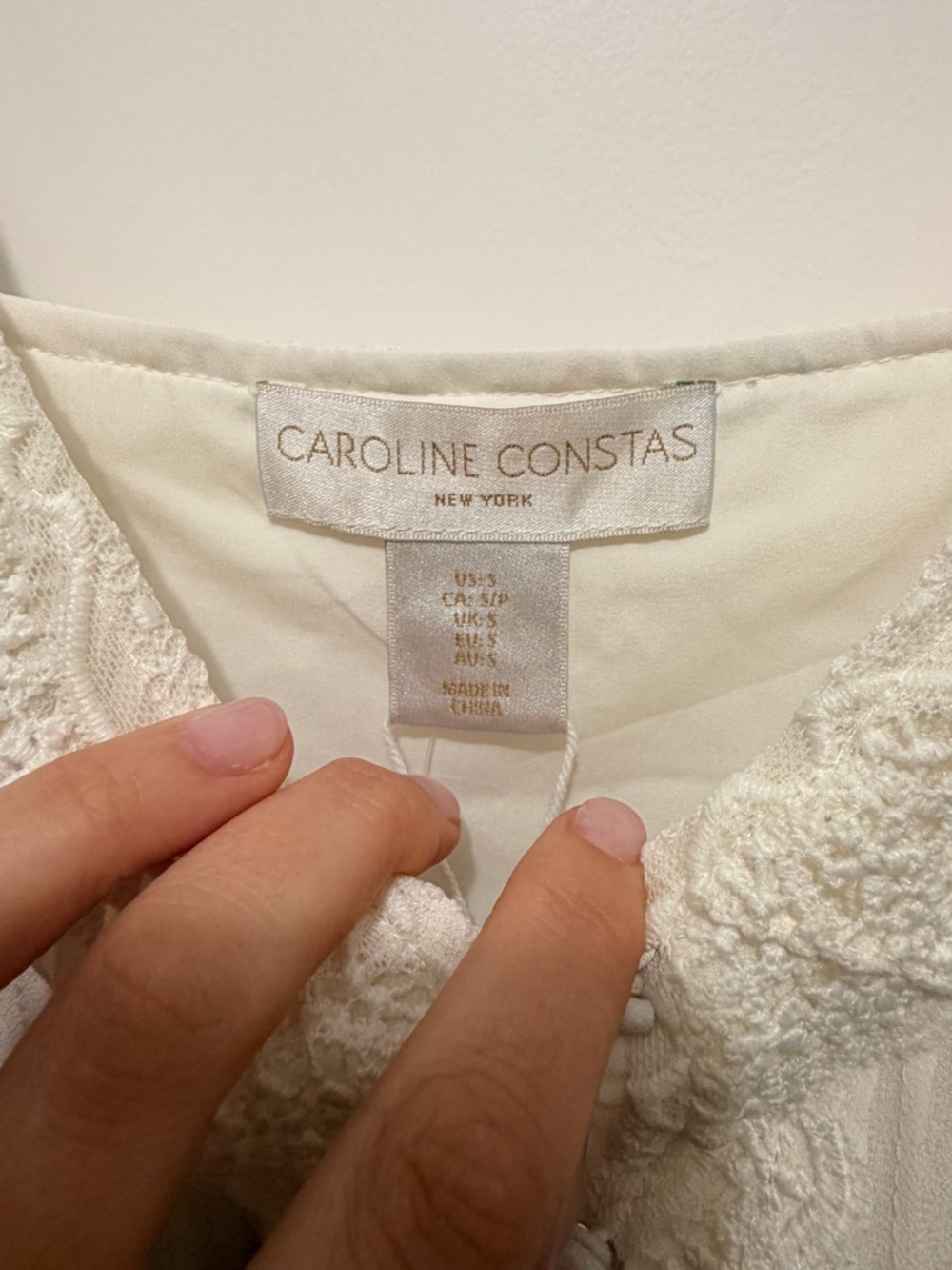 Caroline Constas Ivory Crochet-Trim Slip - Picture 2 of 3